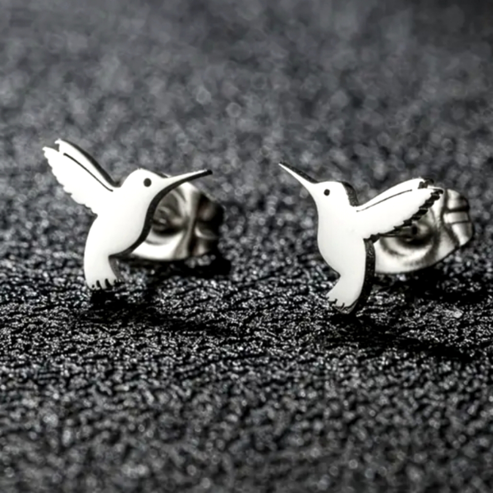 Hummingbird Stud earrings Stainless Steel Petite - Picture 1 of 4